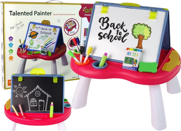 Dětský stoleček s tabulemi 2v1 a hrou Člověče, nezlob se a hadi