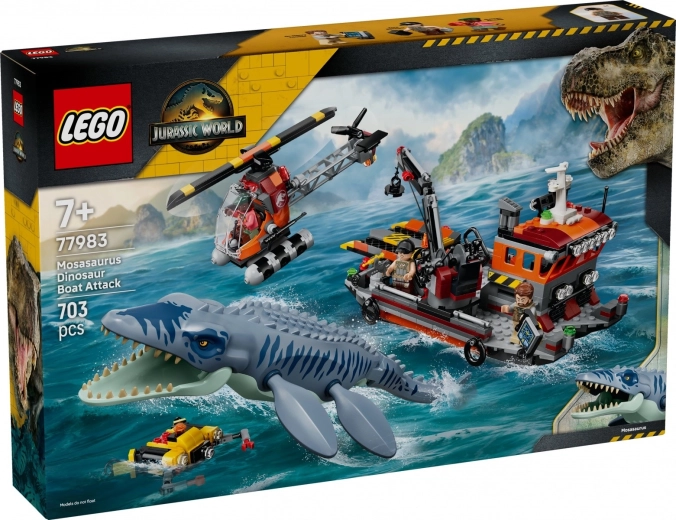 LEGO Jurassic World útok mozasaura na loď