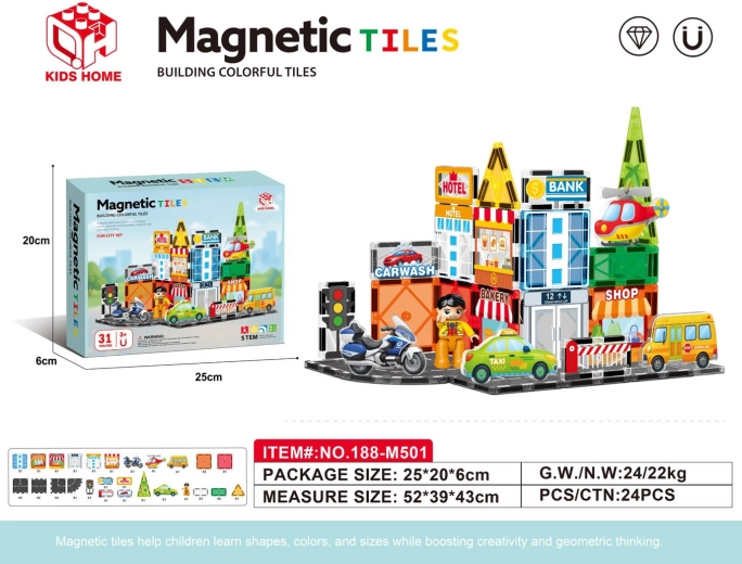 Magnetická stavebnice město 31 dílků