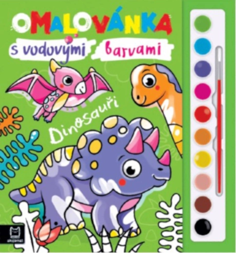Omalovánka s vodovými barvami a štětcem Dinosauři