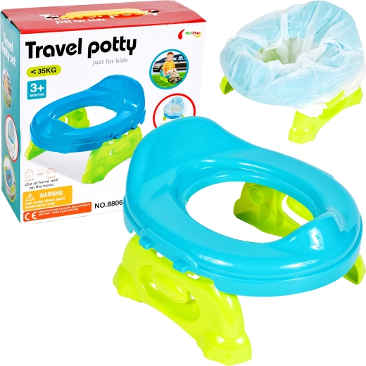 Cestovní dětský nočník s jednorázovými sáčky, modrý