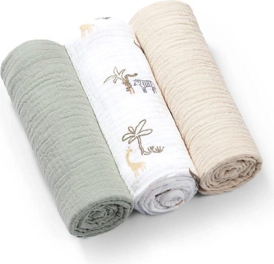 BabyOno mušelínové plenky super soft 3 ks zelené 70 × 70 cm