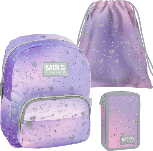 Školní set BackUP Twinkle II 3v1 – batoh, vybavený penál a vak
