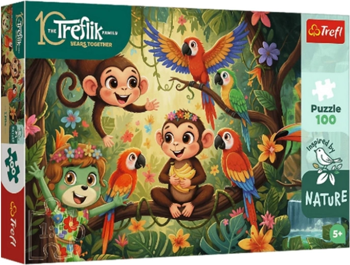 Trefl Inspired By Nature puzzle Małpki a přátelé 100 dílků