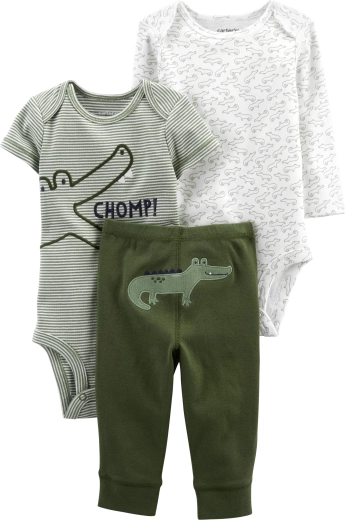 Carter's 3dílná souprava pro miminko Green Croc – 2× body a tepláky