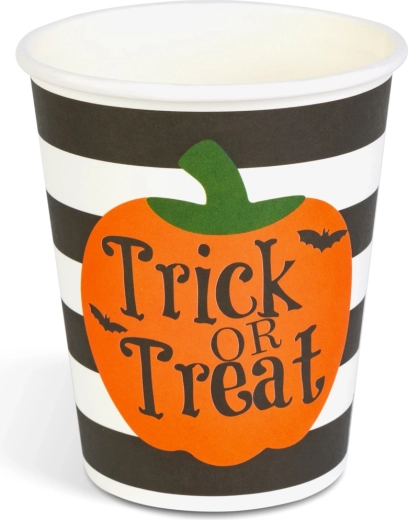 Halloweenový papírový kelímek s dýní 250 ml, 8 ks
