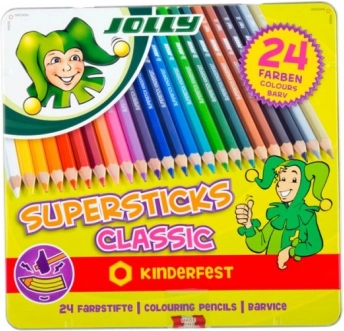 Pastelky JOLLY Supersticks v kovové krabičce, 24 barev