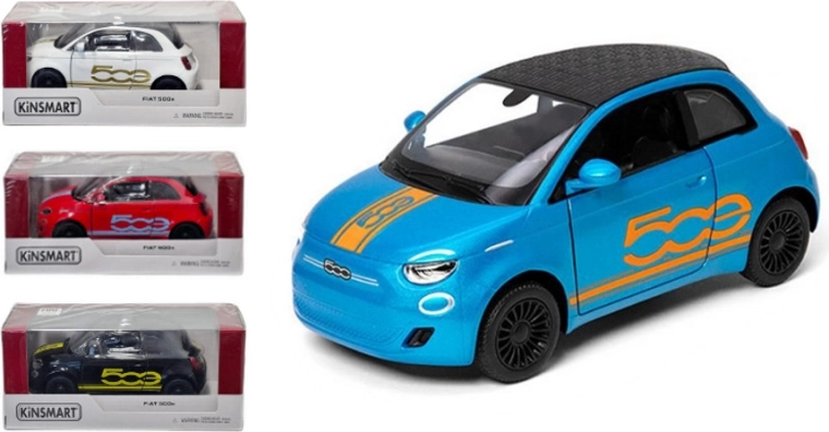 Kinsmart Fiat 500 kovový model 1:28 s natahovacím pohonem