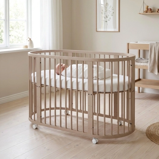 Dětská rostoucí postýlka 3v1 oválná s matrací kašmírová