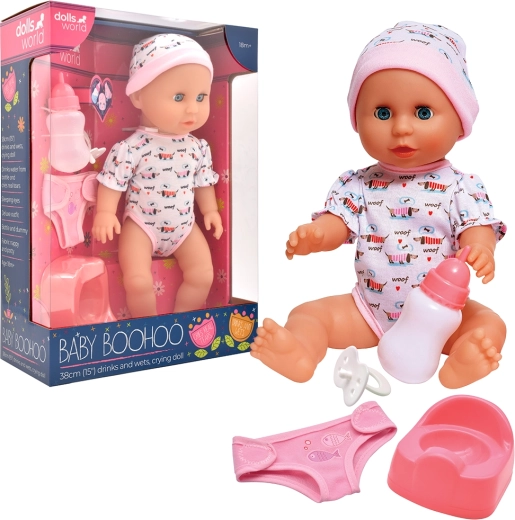 Dolls World miminko Baby Boohoo 38 cm s funkcemi a příslušenstvím