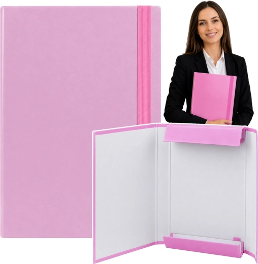 Růžová křídlová složka na dokumenty A4 s gumičkou, tvrdá (34,5 cm) - 1 kus