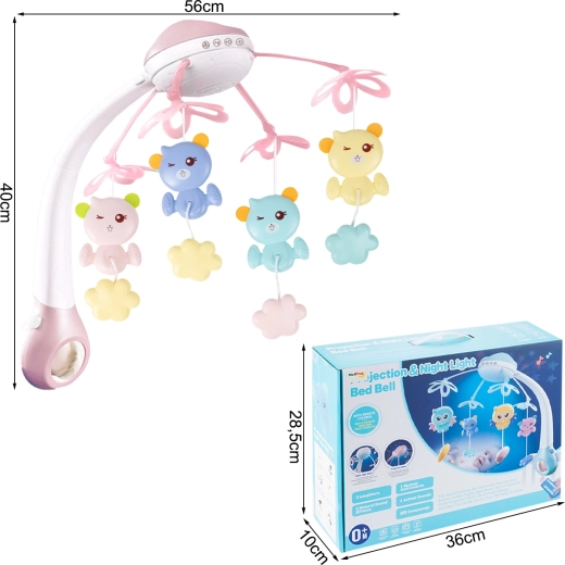 Kolotoč nad postýlku s projektorem a dálkovým ovládáním, 500 melodií