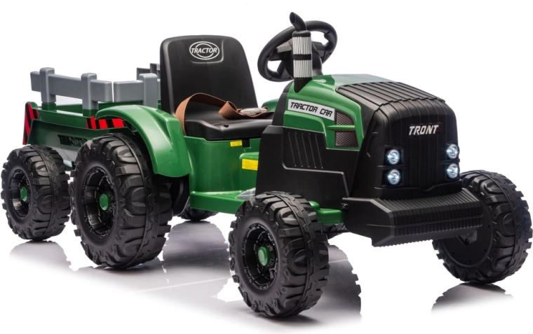 elektrické odrážedlo traktor s přívěsem 24V, tmavě zelený