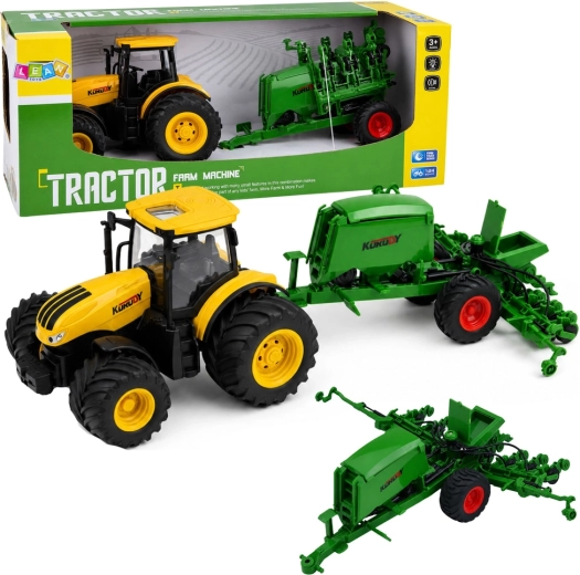 Traktor s secím strojem se světly a zvuky 1:24