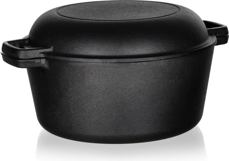 Litinový hrnec s poklicí Excellent 4,8 l + 1,8 l víko, černý