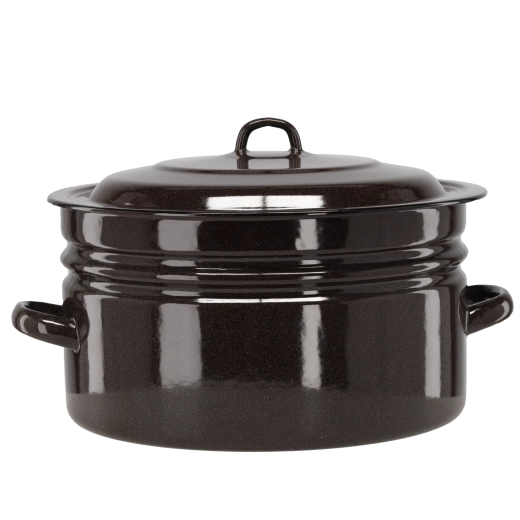 Emaliovaný hrnec 25 l, průměr 40 cm, hnědý s poklicí