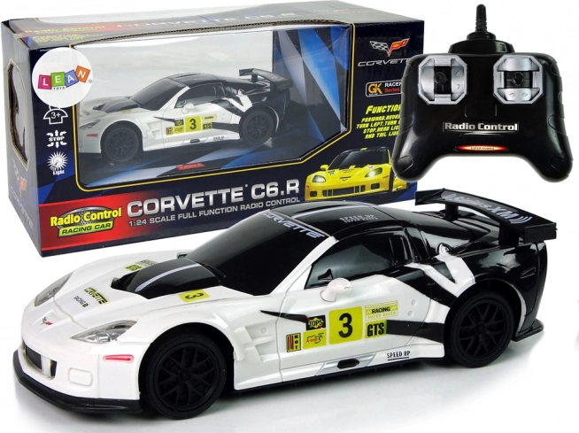 Sportovní závodní auto R/C 1:24 Corvette C6.R bílá se světly