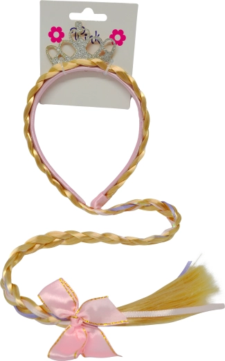 Čelenka s korunkou a copem pro malé princezny