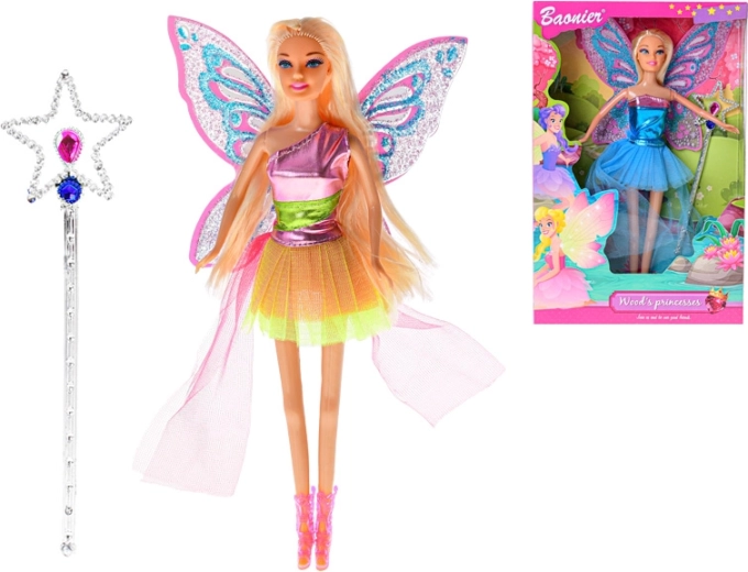 Panenka víla s křídly a magickou hůlkou, kloubová 29 cm