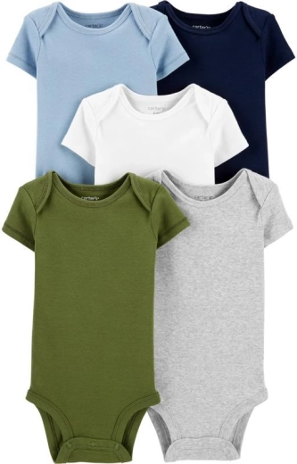 Carter's kojenecké body s krátkým rukávem pro chlapce, jednobarevný mix, 5 ks, velikost 56 (NB)
