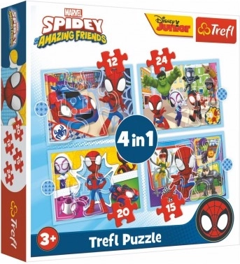 Puzzle 4 v 1 Spidey a jeho úžasní přátelé (12, 15, 20, 24 dílků)