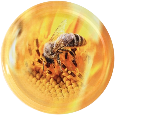 Kovová víčka na sklenice 82 mm s motivem včely, sada 10 ks