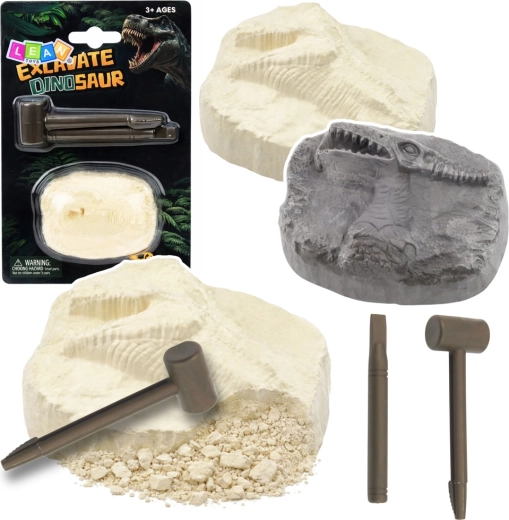 Archeologická sada – vykopávky dinosaura v kameni s nástroji