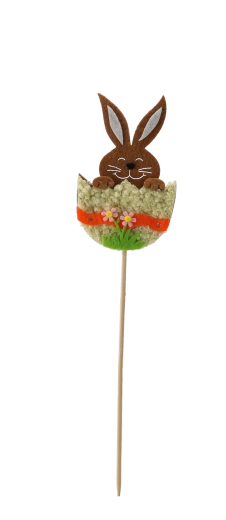 Velikonoční dekorace na špejli zajíček ve skořápce 6 × 10 cm, mix barev