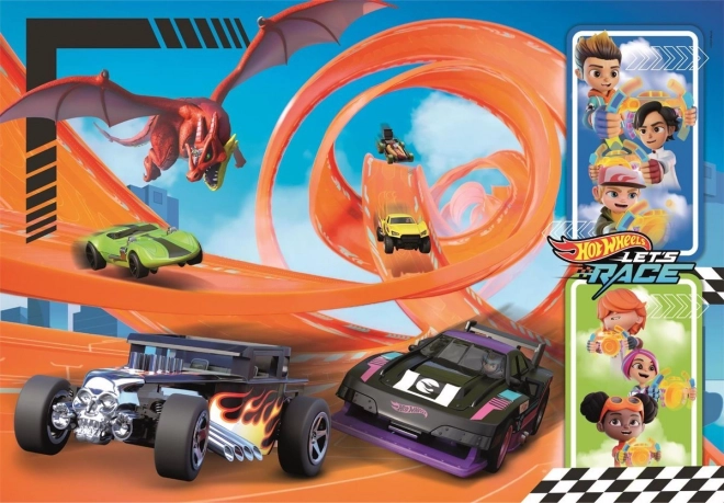 Puzzle Hot Wheels 104 dílků Super Kolor