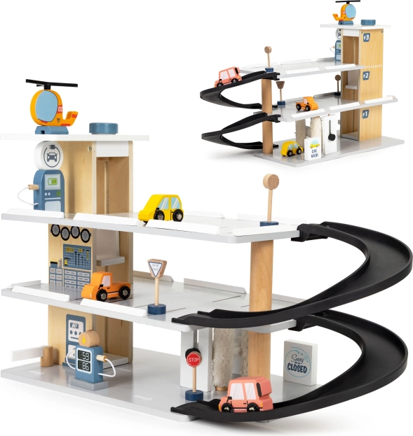 Dřevěná garáž s výtahem a myčkou ECOTOYS