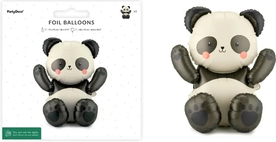 PartyDeco fóliový balónek Panda 68 × 72 cm