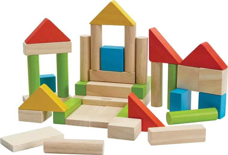 Plan Toys barevné dřevěné kostky 40 ks