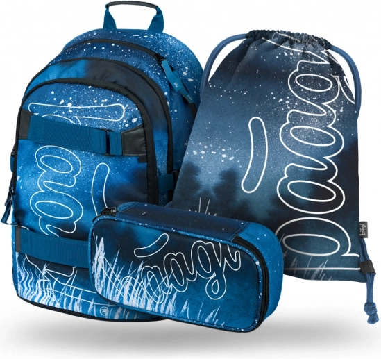 Školní set BAAGL Skate Steel: batoh, penál a sáček