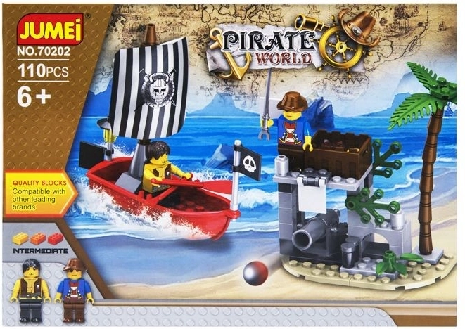 Stavebnice Jumei pirate world 110 dílků, pirátská loď a strážní věž - 1 kus