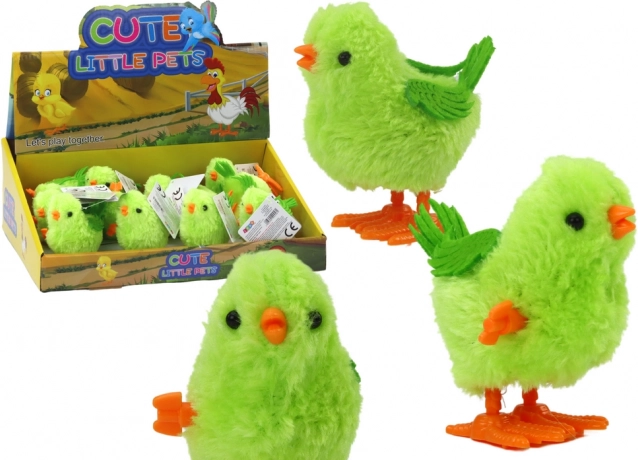 Skákající natahovací hračka kuře zelené