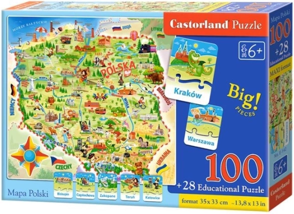 Castorland Mapa Polska 100 dílků a kvíz Puzzle
