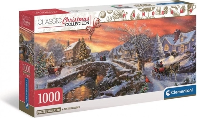 Clementoni panorama puzzle Vánoční městečko 1000 dílků