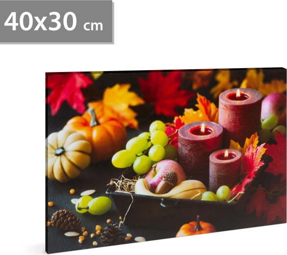LED obraz se svíčkami, 40 × 30 cm