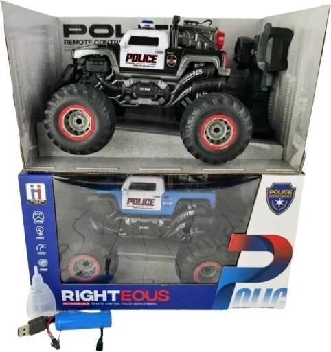 Policejní jeep na dálkové ovládání s velkými koly