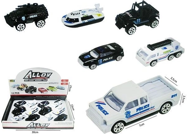 Kovové policejní autíčko 7 cm