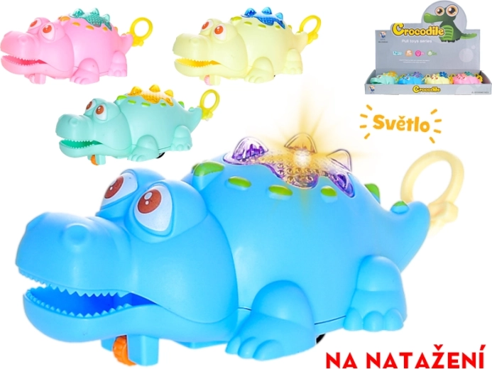 Jezdící krokodýl na natažení se světlem 11 cm