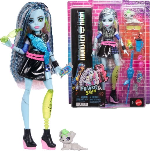 Monster High Frankie Stein panenka 26 cm s doplňky a mazlíčkem