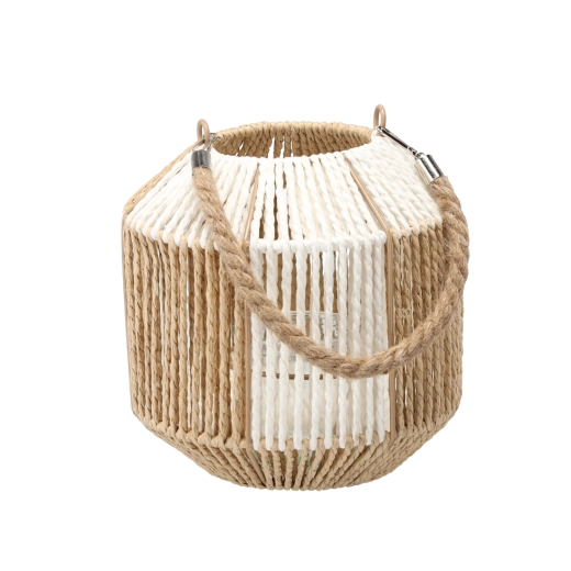 Lampion se skleněnou vložkou 20 cm – šachovnicový vzor