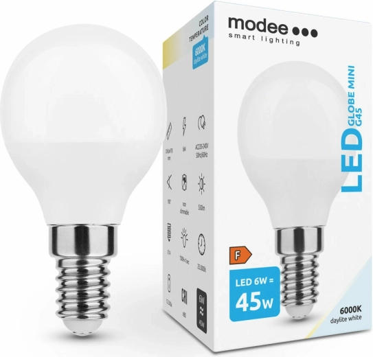 Led žárovka Modee Lighting Globe Mini G45 6 W E14 studená bílá