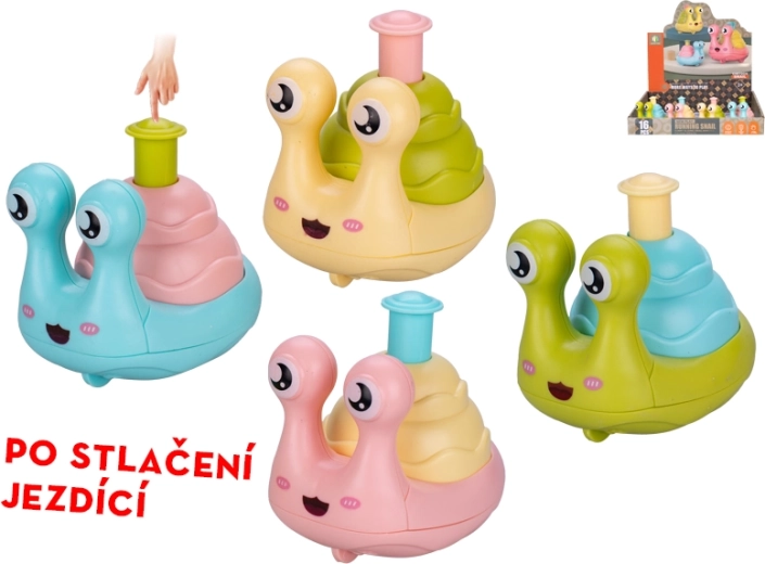 Hlemýžď jezdící po stlačení 7 cm – zábavná hračka pro děti od 3 let