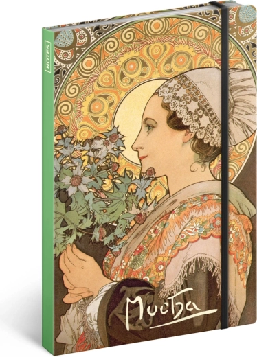 Notique notes Alfons Mucha – bodlák, linkovaný, 13 × 21 cm