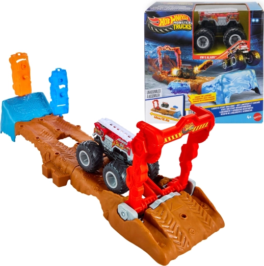 Hot Wheels Monster Trucks herní sada dráha s autem HW 5 Alarm a 2 doplňky