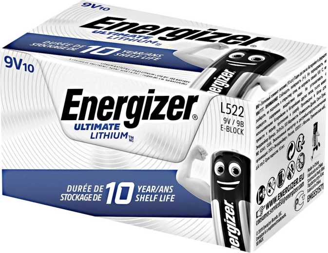 Lithiová baterie 9V ENERGIZER Ultimate Lithium, balení 10 ks