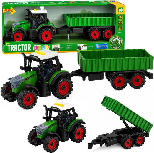 Dětský farmářský traktor s přívěsem, třecí pohon, světla a zvuky 35 cm