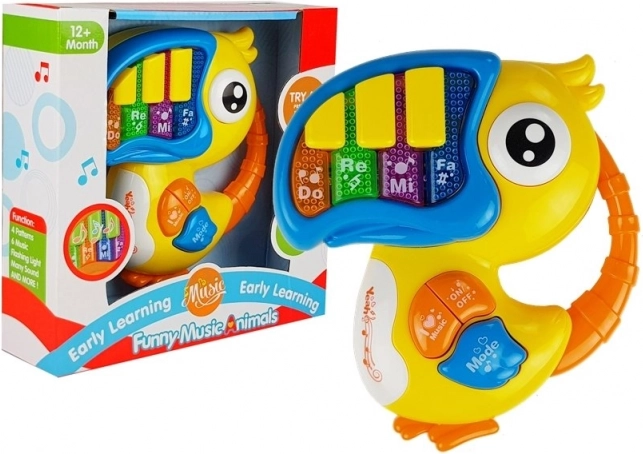 Dětské hudební piano Ptáček Žluté